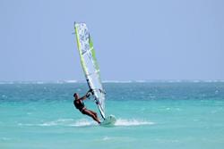 Windsurf and Kitesurf Centre. Diani Beach - Kenya. Windsurf action.